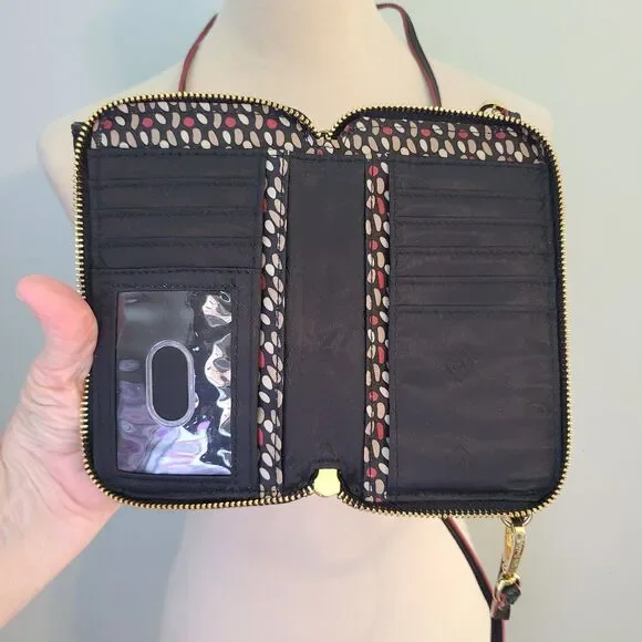 Vera Bradley On The Square Wristlet 2.0 Rosewood Black Floral 3-in-1 Crossbody - Picture 8 of 11